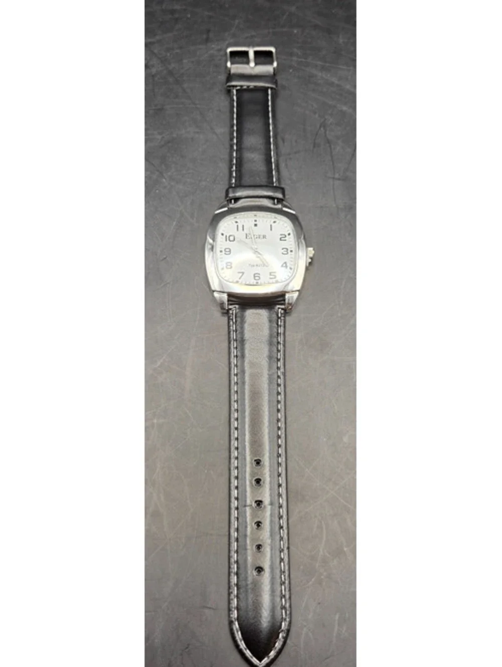 EIGER Wrist Watch Mens Analog Quartz White Dial Leather Strap Typ B272 NEW